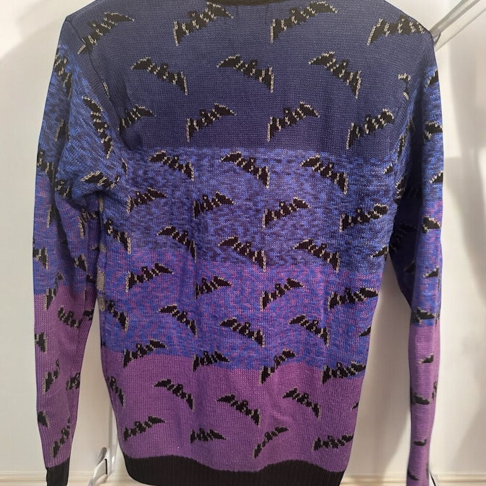 Halloween Bat Goth Graveyard Hipster Gothic Dark Sweater Size Small - Picture 6 of 7